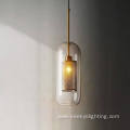 Metal Modern Glass Shade Chandelier Cylinder Pendant Lamp